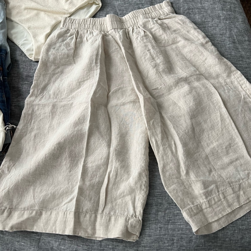 James Perse Cream Oatmeal Linen Culottes 2 (size M) RARE